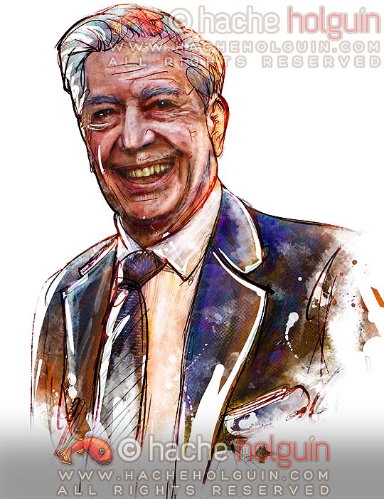 Retrato Mario Vargas Llosa por Hache Holguín